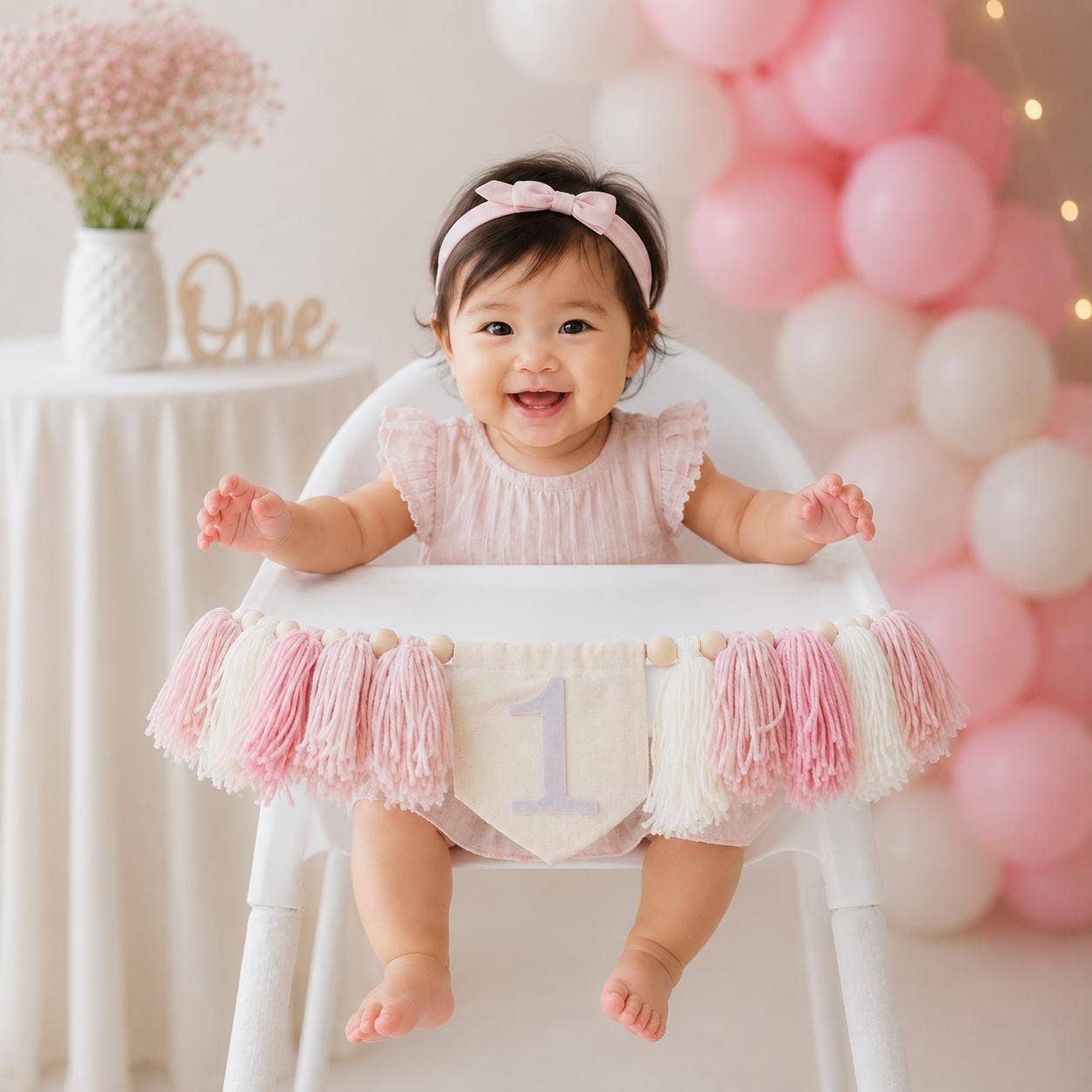 Baby Girl 1st Birthday Pink Tassel Garland Banner