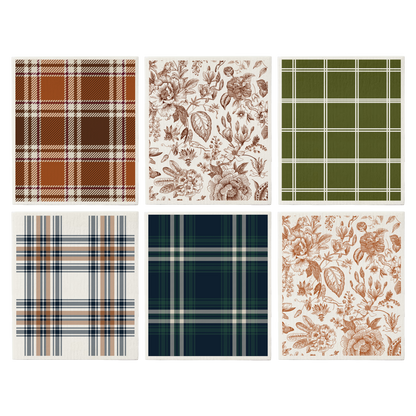 Fall Pattern Swedish Dishcloths - Set of 6