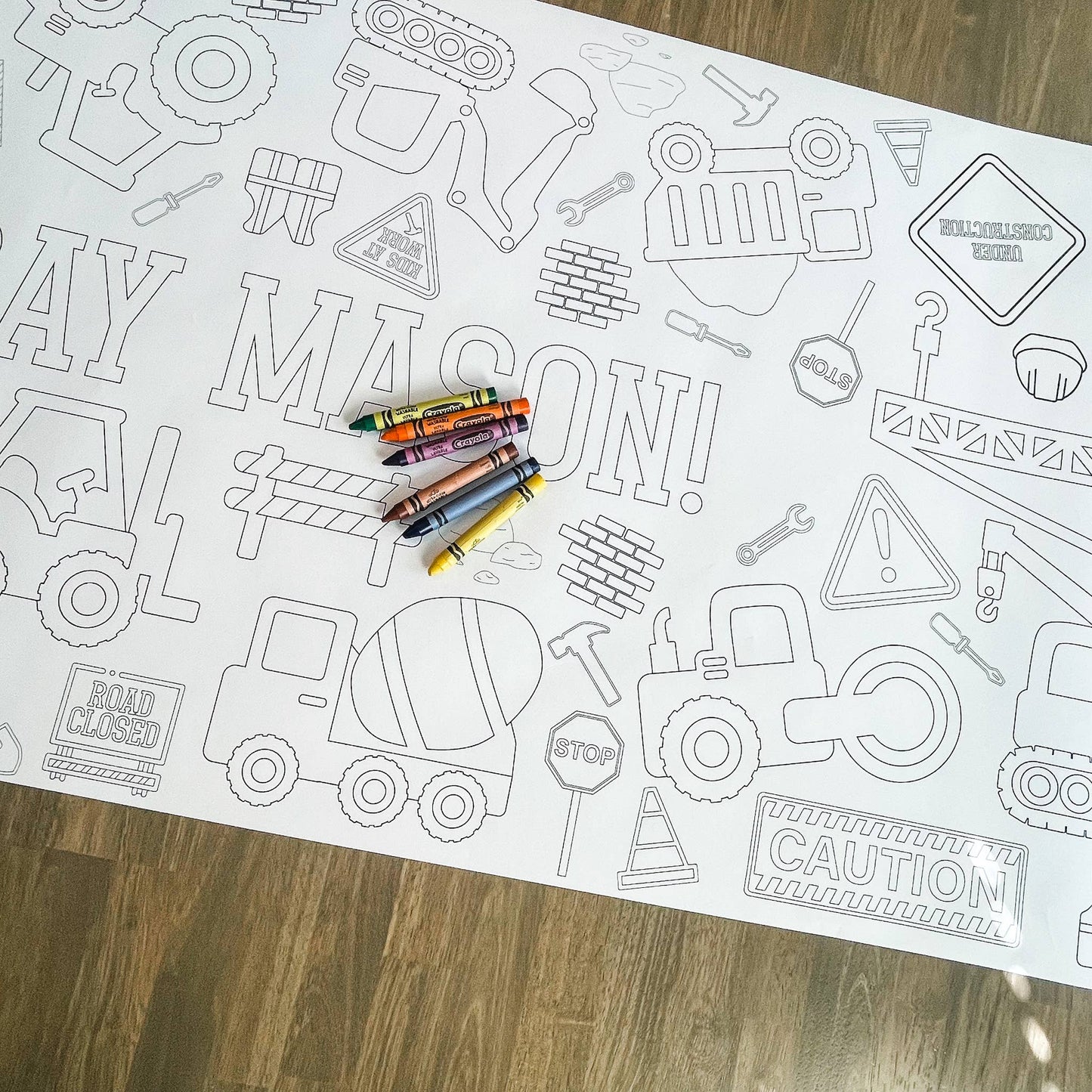 Construction  Coloring Table Runner| Happy Birthday