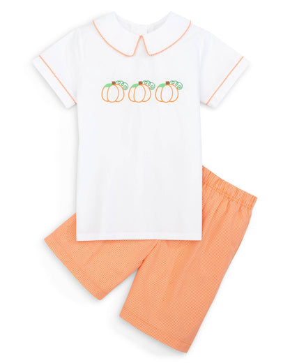 Proper Pumpkins Gingham Shorts Set